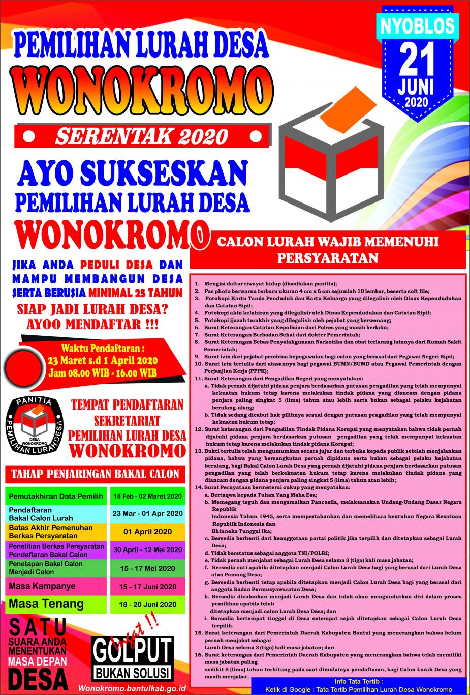 Pengumuman Pemilihan Lurah Desa Wonokromo